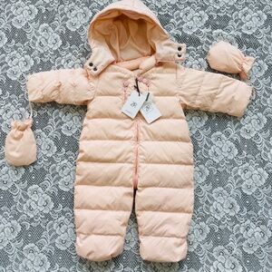 NEW Zoerea Baby Girl Pink Down Snowsuit 6-12 Months 110cm Full Zip One Piece NWT